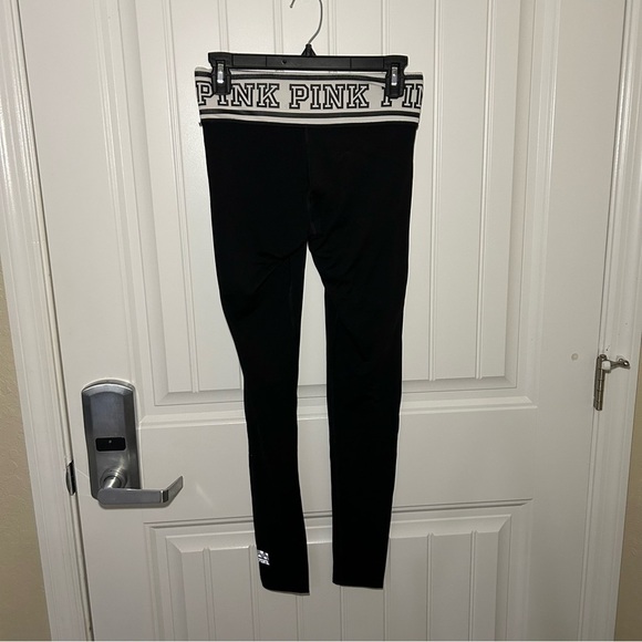 PINK Victorias Secret Black & White Logo Print Sports Bra & Leggings Set Size S - Picture 10 of 16